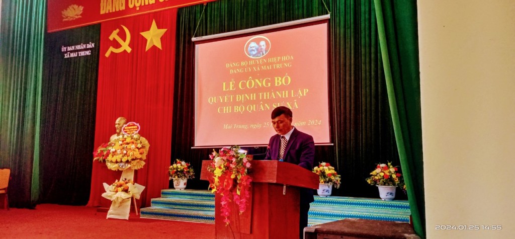 Lễ công bố thành lập chi bộ quân sự xã Mai&nbsp;Trung