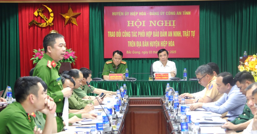 Công an tỉnh làm việc với Huyện ủy Hiệp Hoà về phối hợp công tác đảm bảo&nbsp;ANTT